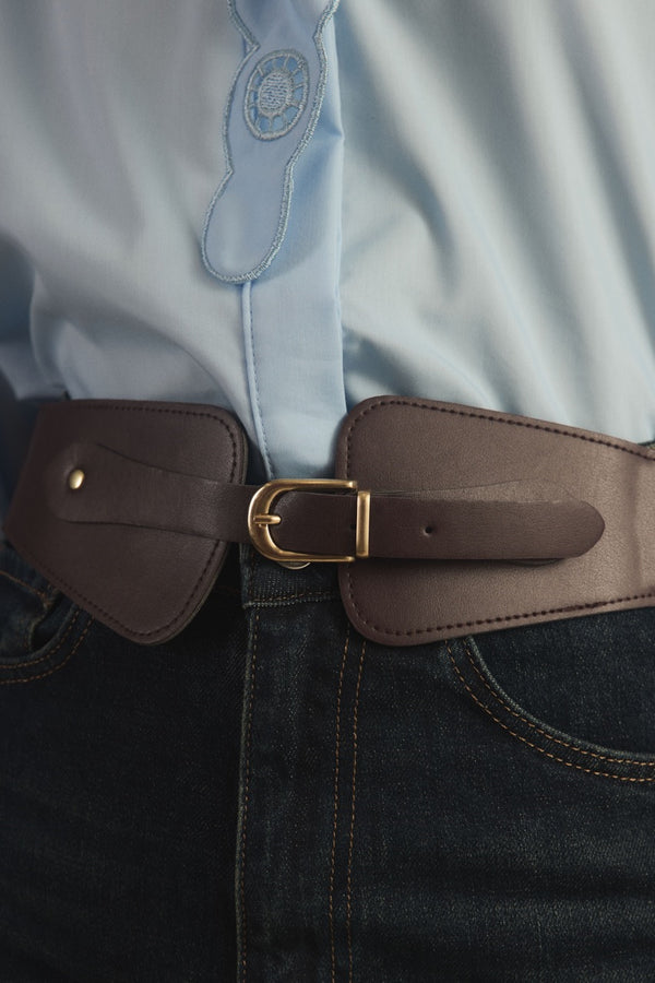 Minimal Toka Detaylı Geniş Kemer - Mürdüm