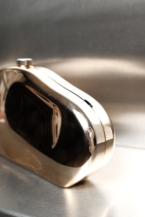 Mirage Metalik Oval Abiye Çanta - Gold