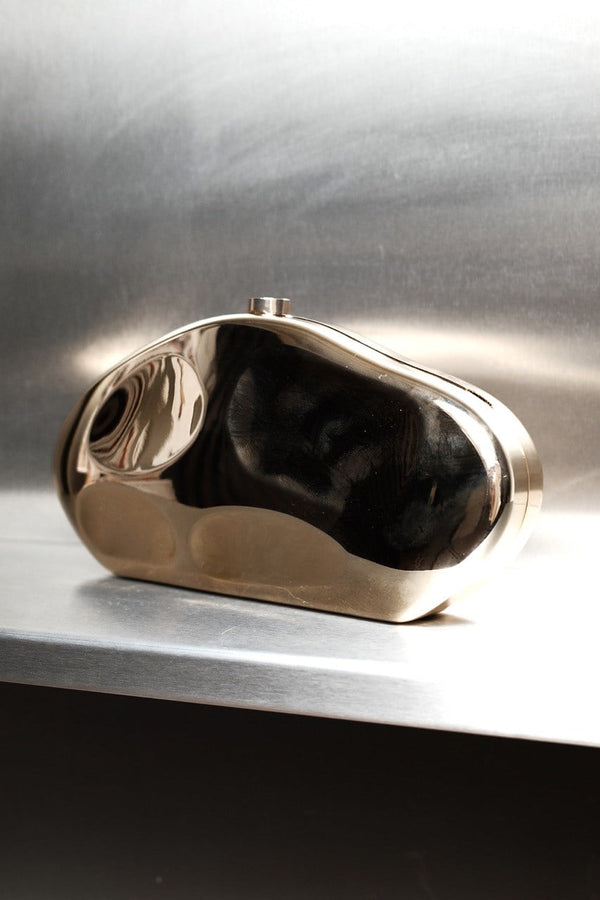Mirage Metalik Oval Abiye Çanta - Gold