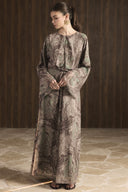 Misty Patterned Chiffon Dress - Khaki