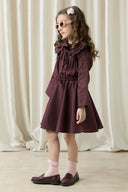 Embroidered Dacron Skirt Set - Burgundy