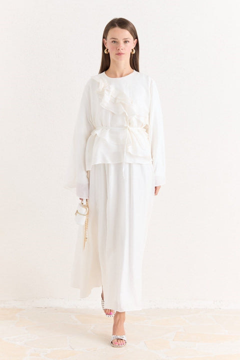 Nara Flared Skirt Set - Ecru
