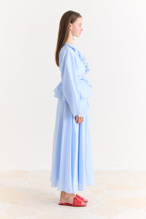 Nara Flared Skirt Set - Blue