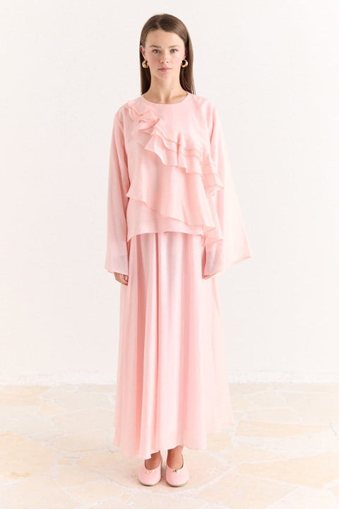 Nara Flared Skirt Set - Pink