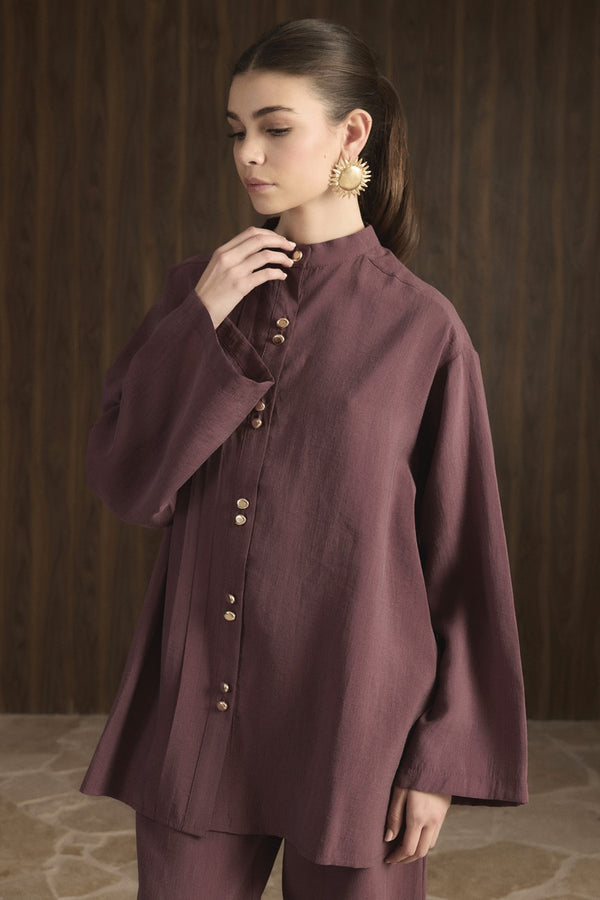 Nervür Detaylı Pantolon Takım - Bordo