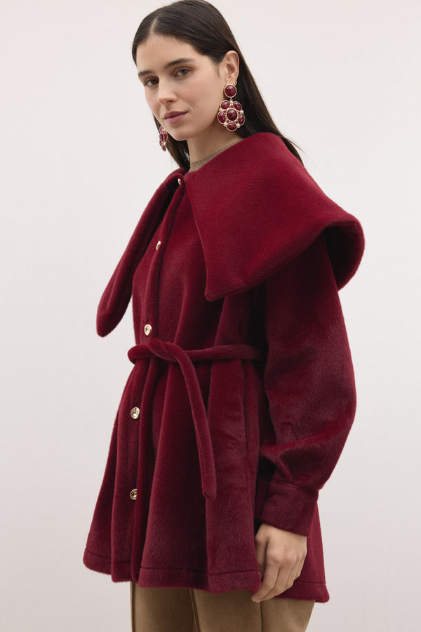 Notte Geniş Yaka Goldfox Kaban - Bordo