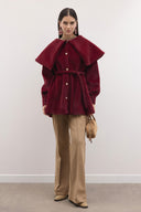 Notte Geniş Yaka Goldfox Kaban - Bordo