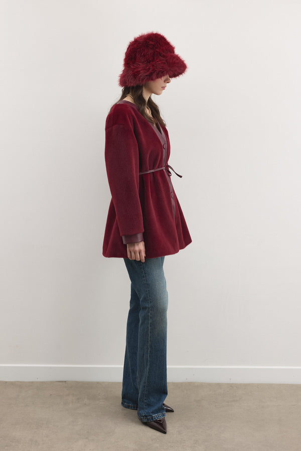 Nuvia Deri Patlı Kaban - Bordo