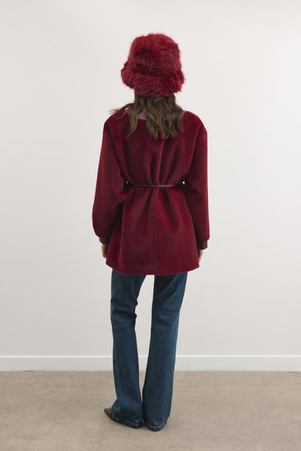 Nuvia Deri Patlı Kaban - Bordo