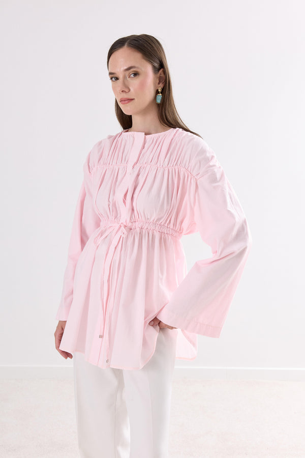 Odielle Büzgülü Vual Gömlek - Pembe