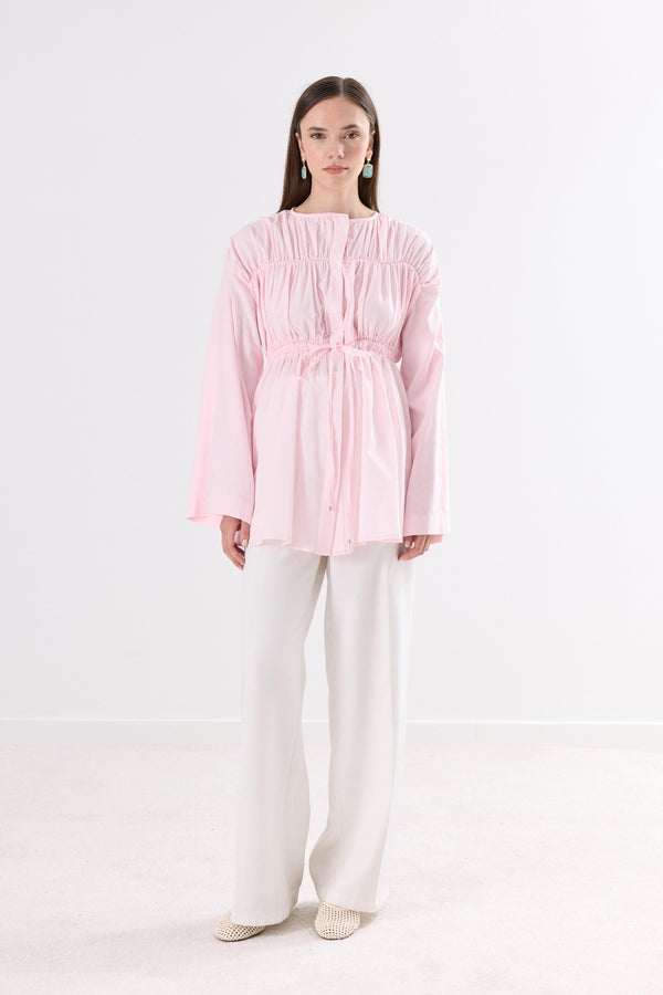 Odielle Büzgülü Vual Gömlek - Pembe
