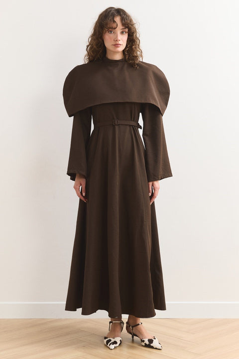 Off-Shoulder Moi Dress - Brown