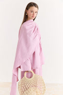 Organic Linen Shirt with Shoulder Shawl Detail - Pink