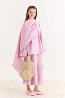 Organic Linen Shirt with Shoulder Shawl Detail - Pink