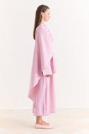 Organic Linen Shirt with Shoulder Shawl Detail - Pink