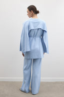 Omuzdan Şallı Triko Pantolon Takım - bebe mavisi