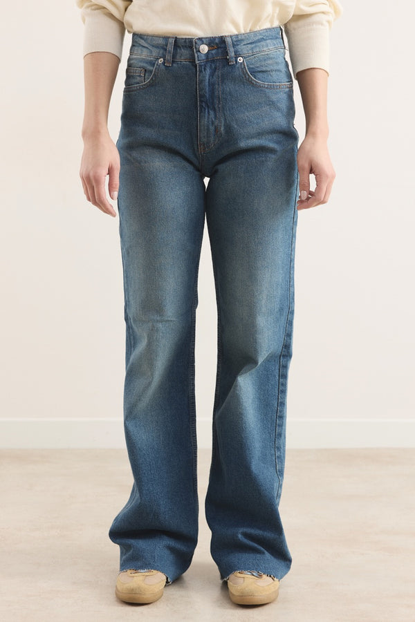 Yüksek Bel Straight Kot Pantolon - Lacivert