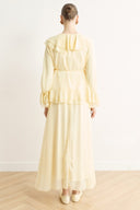 Ön Volan Fırfırlı Şifon Takım - Sarı
