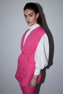 Örgü Kemerli Pantolon Takım - Pembe