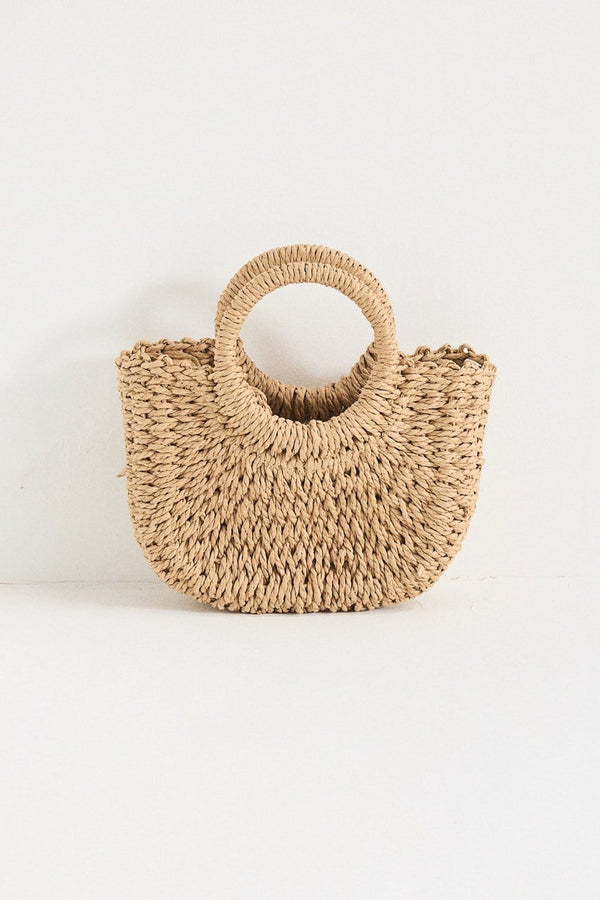 Oval Hasır Çanta - Camel