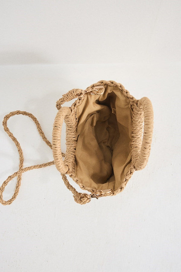 Oval Hasır Çanta - Camel