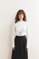 Oval Stone Necklace - Ecru