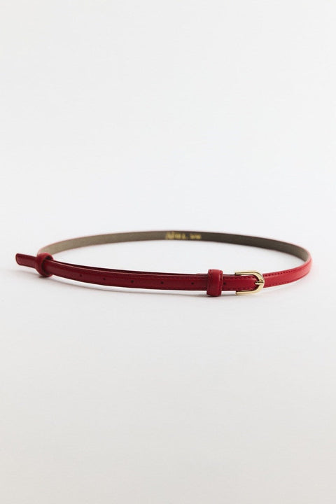 Oval Buckle Leather Belt - Red