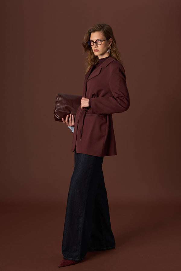 Penny Kol Detaylı Premium Ceket - Bordo