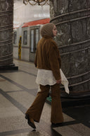 Pileli Süet Ceket - Mocha