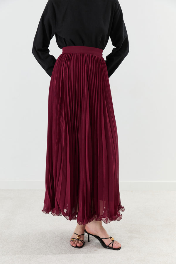 Pilisoley Şifon Etek - Bordo