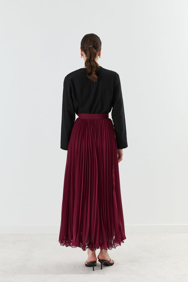 Pilisoley Şifon Etek - Bordo