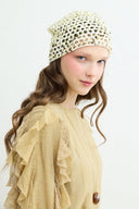 Sequin Embellished Knitted Beanie - Beige