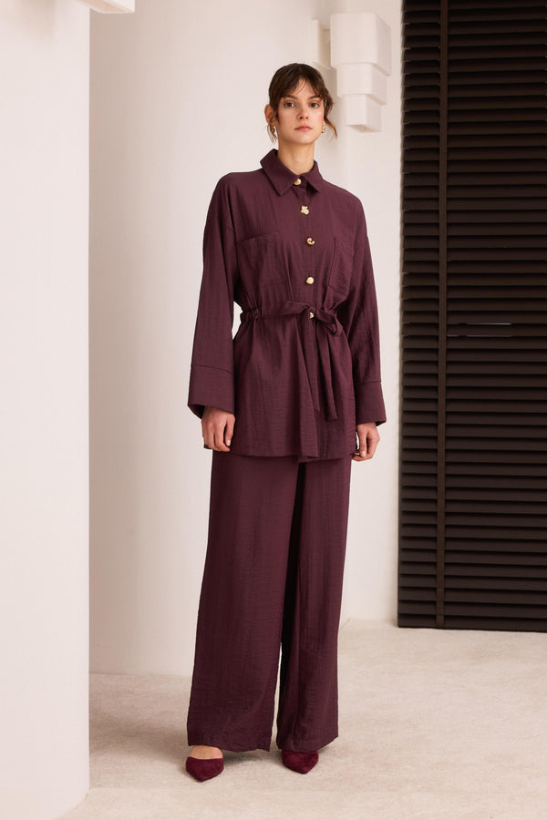 Rose Belden Bağlamalı Takım - Bordo