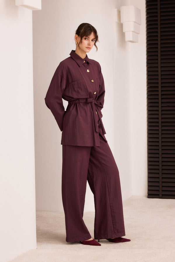 Rose Belden Bağlamalı Takım - Bordo