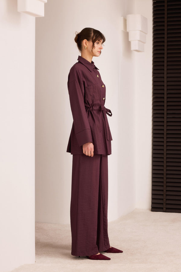 Rose Belden Bağlamalı Takım - Bordo