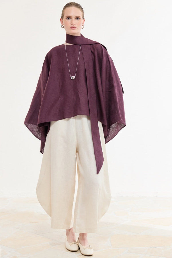 Sabriella Keten Panço Bluz - Mürdüm