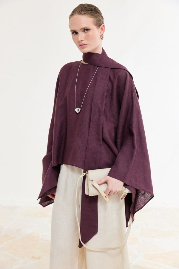 Sabriella Keten Panço Bluz - Mürdüm