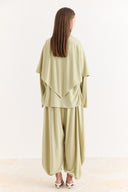 Shawl Detail Pants Set - Sage