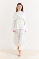Shawl-Detail Trouser Suit - Ecru