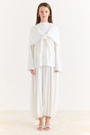 Shawl-Detail Trouser Suit - Ecru