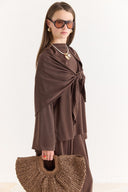 Shawl Detail Trouser Set - Coffee