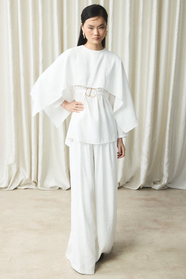 Şal Yaka Kemerli Takım - Ekru