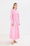 Sara Minik Fiyonk Detay Etek Takım - Pembe