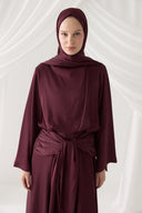 Saten Abiye Şal - Bordo