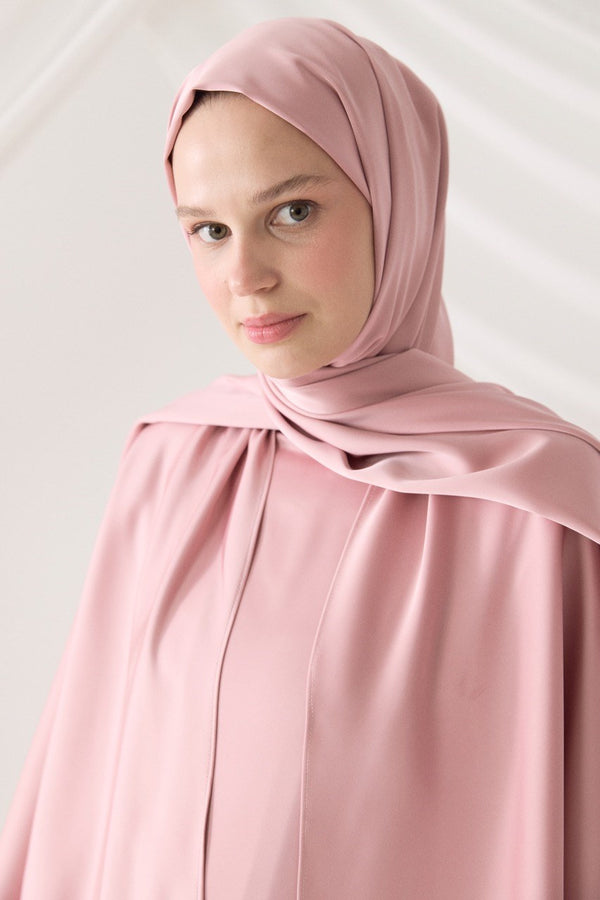 Saten Abiye Şal - Pudra