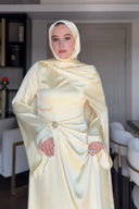 Saten Abiye Şal - Sarı