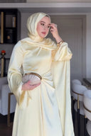 Saten Abiye Şal - Sarı