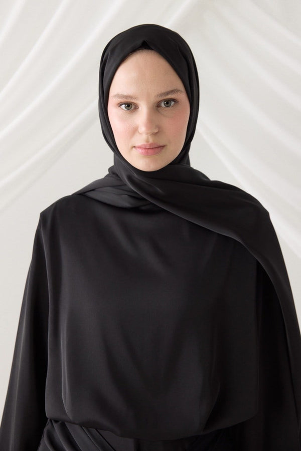 Saten Abiye Şal - Siyah