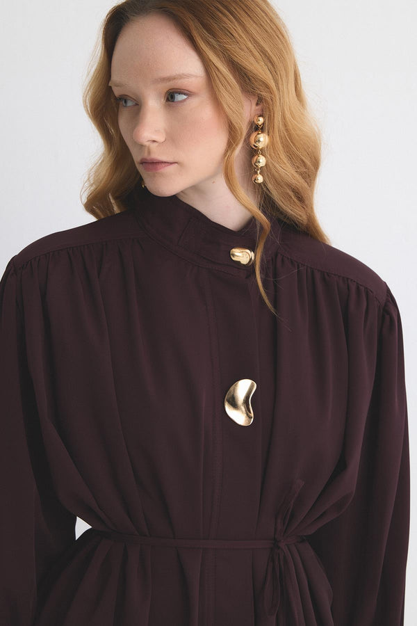 Sendy Balon Gömlek Takım - Burgonya