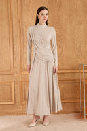 Sendyla Gathered Dress - Beige